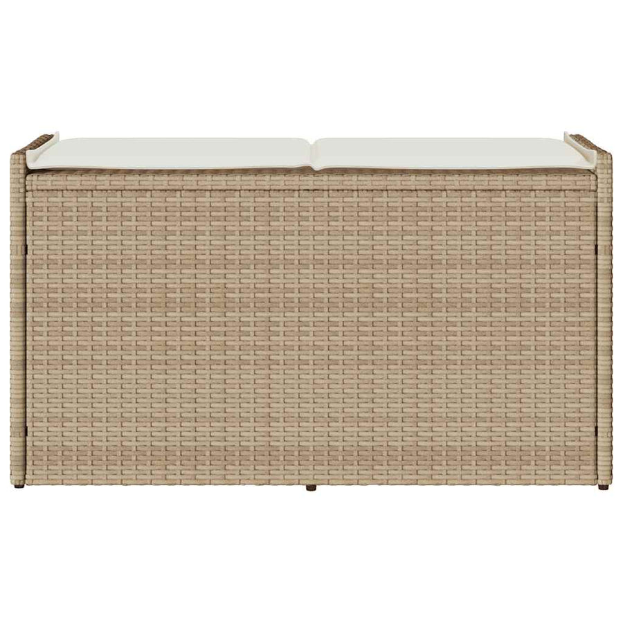 Opbergbank met kussen voor buiten 100 cm poly rattan beige