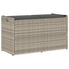 Opbergbank poly rattan 100 cm lichtgrijs