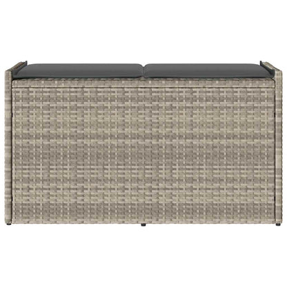 Opbergbank met kussen voor buiten 100 cm poly rattan lichtgrijs