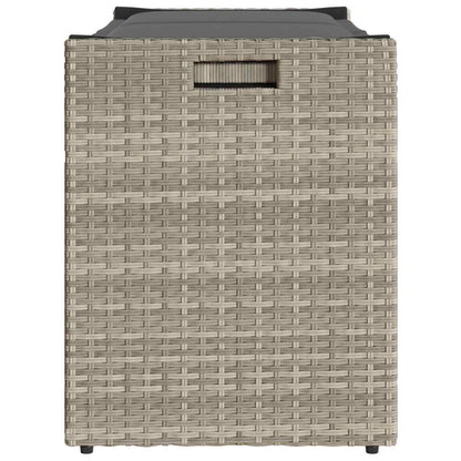 Opbergbank met kussen voor buiten 100 cm poly rattan lichtgrijs