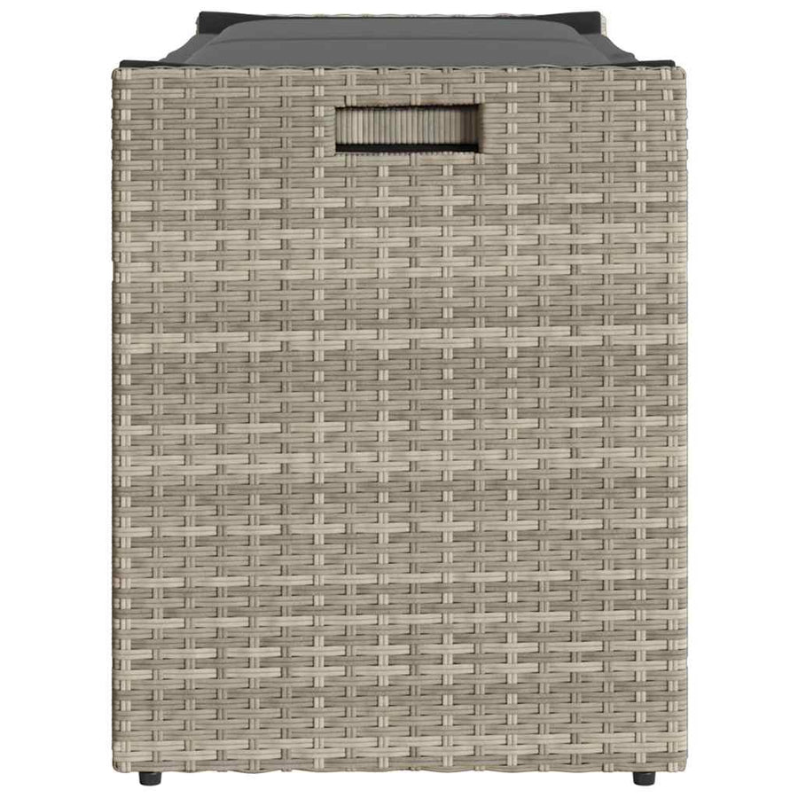 Opbergbank met kussen voor buiten 100 cm poly rattan lichtgrijs