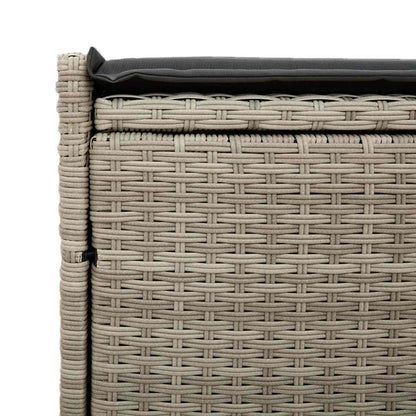 Opbergbank met kussen voor buiten 100 cm poly rattan lichtgrijs