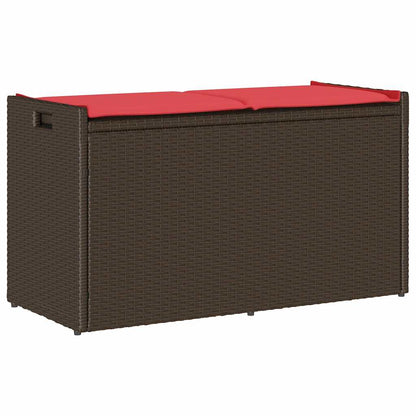 Opbergbank met kussen voor buiten 100 cm poly rattan bruin