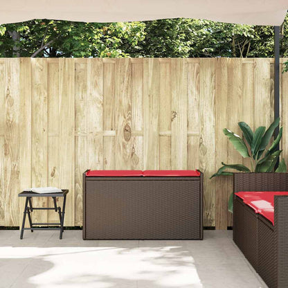 Opbergbank met kussen voor buiten 100 cm poly rattan bruin