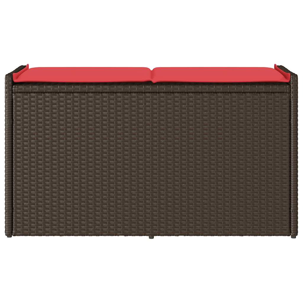 Opbergbank met kussen voor buiten 100 cm poly rattan bruin
