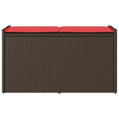 Opbergbank met kussen voor buiten 100 cm poly rattan bruin