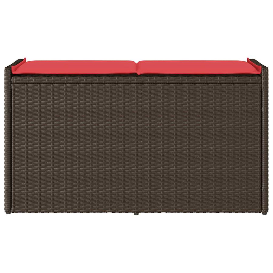 Opbergbank met kussen voor buiten 100 cm poly rattan bruin