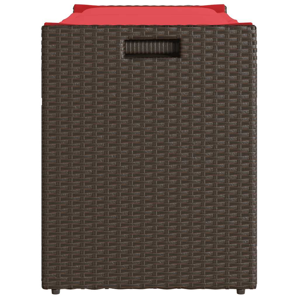 Opbergbank met kussen voor buiten 100 cm poly rattan bruin