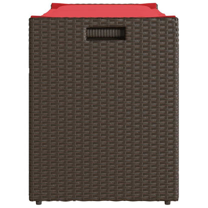 Opbergbank met kussen voor buiten 100 cm poly rattan bruin