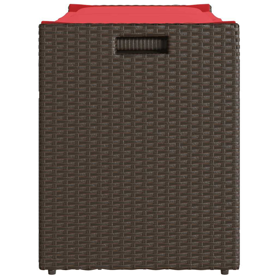 Opbergbank met kussen voor buiten 100 cm poly rattan bruin
