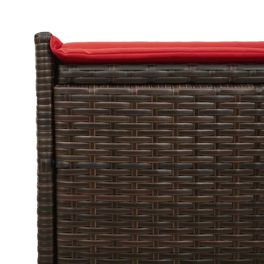 Opbergbank met kussen voor buiten 100 cm poly rattan bruin