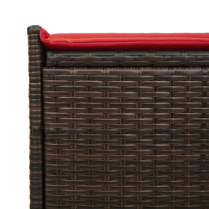 Opbergbank met kussen voor buiten 100 cm poly rattan bruin