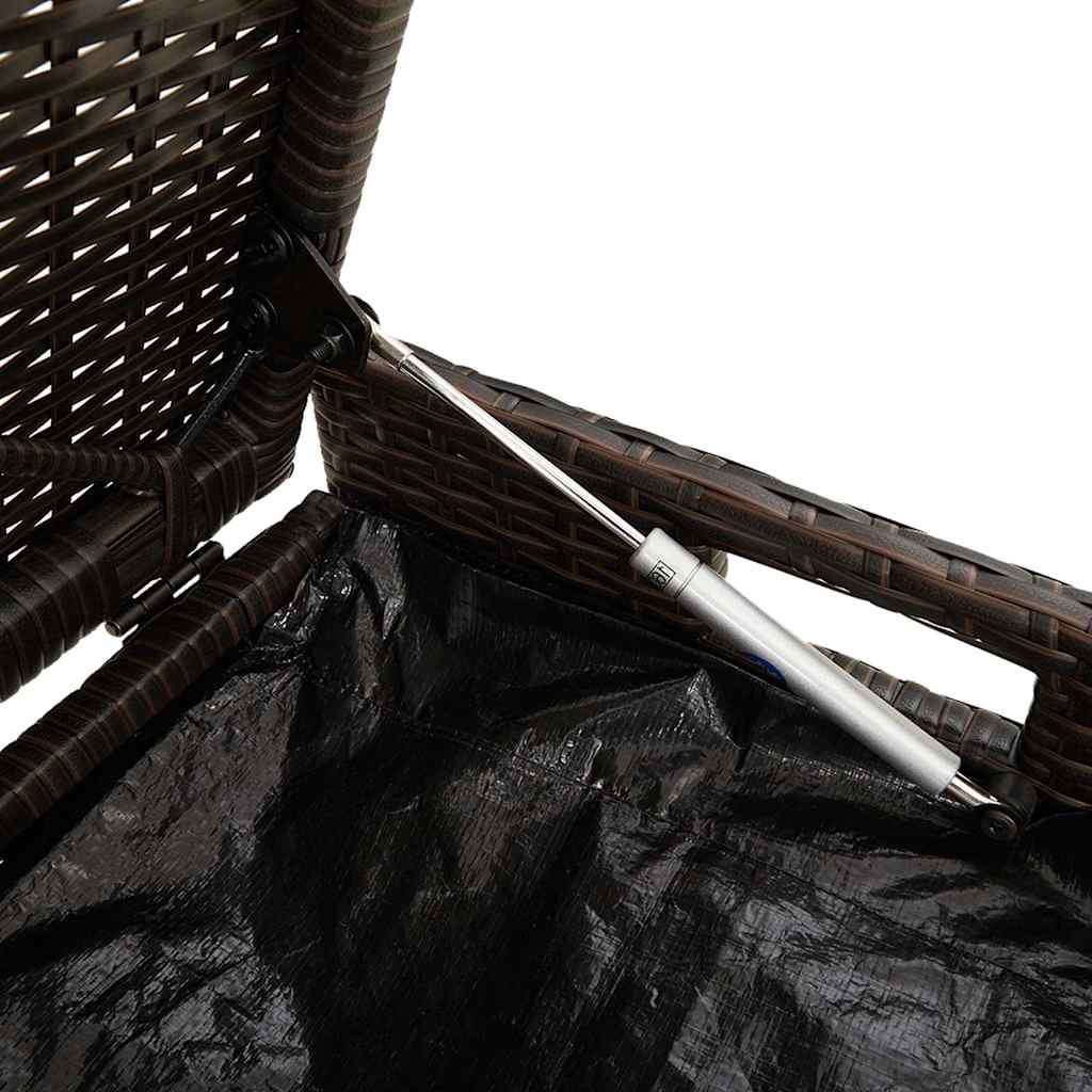 Opbergbank met kussen voor buiten 100 cm poly rattan bruin