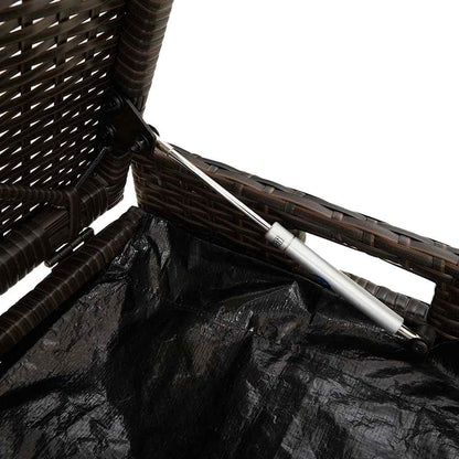 Opbergbank met kussen voor buiten 100 cm poly rattan bruin