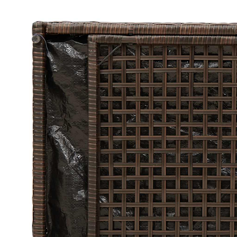 Opbergbank met kussen voor buiten 100 cm poly rattan bruin