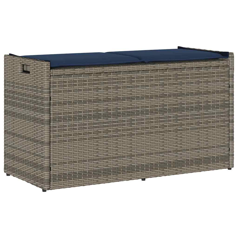 Opbergbank met kussen voor buiten 100 cm poly rattan grijs