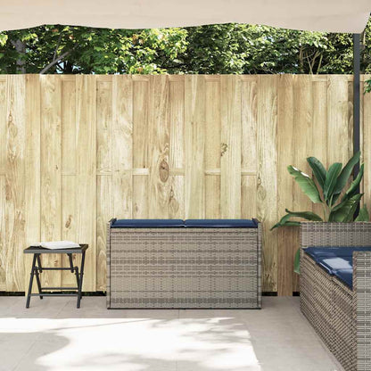 Opbergbank met kussen voor buiten 100 cm poly rattan grijs