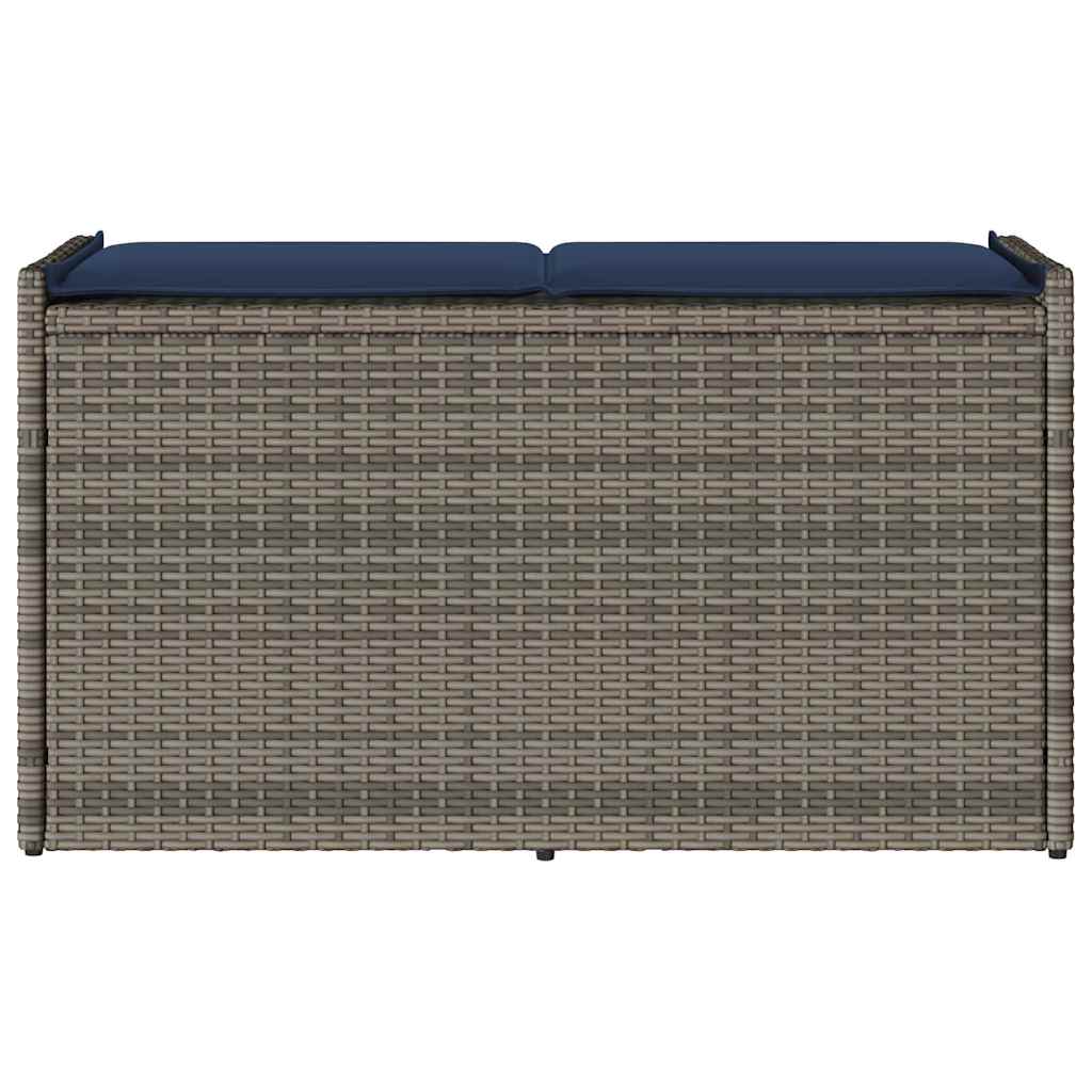 Opbergbank met kussen voor buiten 100 cm poly rattan grijs