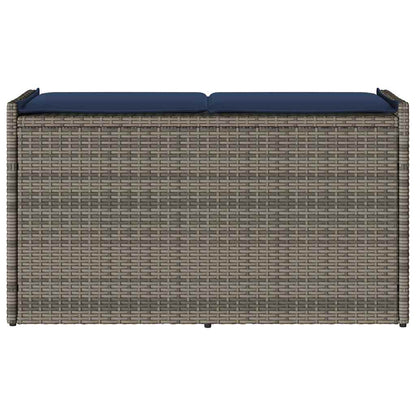 Opbergbank met kussen voor buiten 100 cm poly rattan grijs