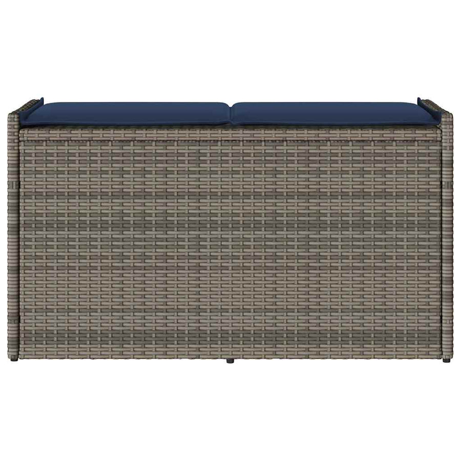 Opbergbank met kussen voor buiten 100 cm poly rattan grijs