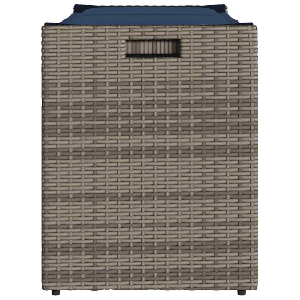 Opbergbank met kussen voor buiten 100 cm poly rattan grijs