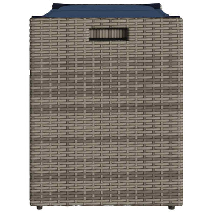 Opbergbank met kussen voor buiten 100 cm poly rattan grijs