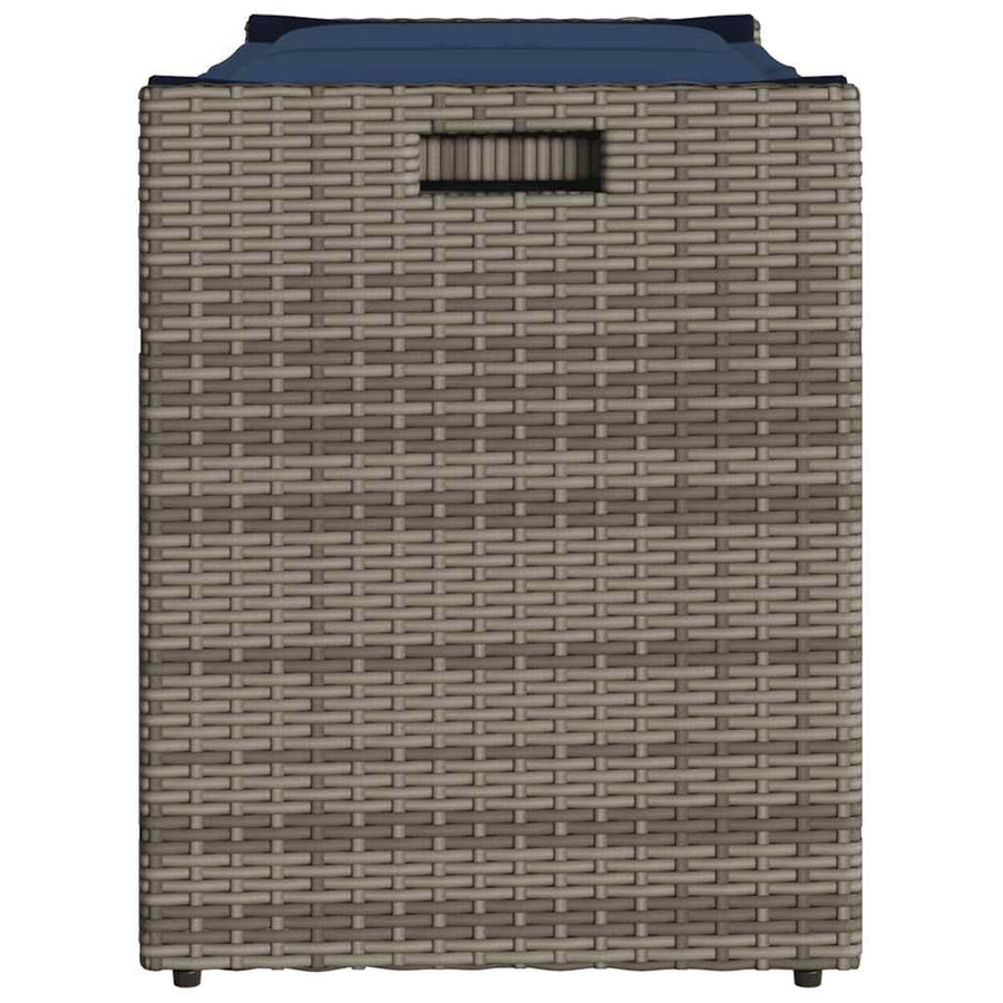 Opbergbank met kussen voor buiten 100 cm poly rattan grijs