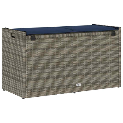 Opbergbank met kussen voor buiten 100 cm poly rattan grijs