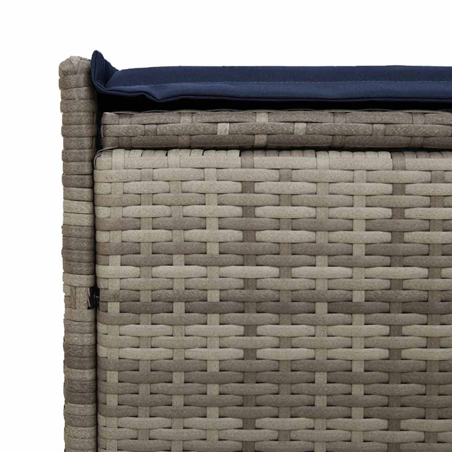 Opbergbank met kussen voor buiten 100 cm poly rattan grijs