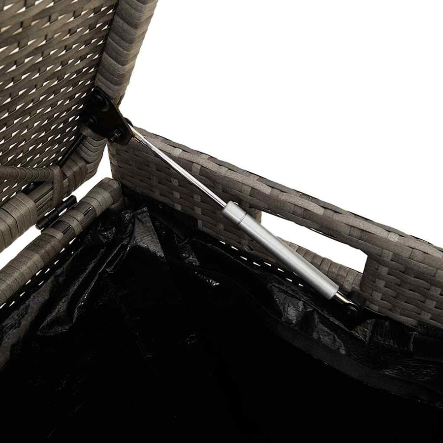 Opbergbank met kussen voor buiten 100 cm poly rattan grijs