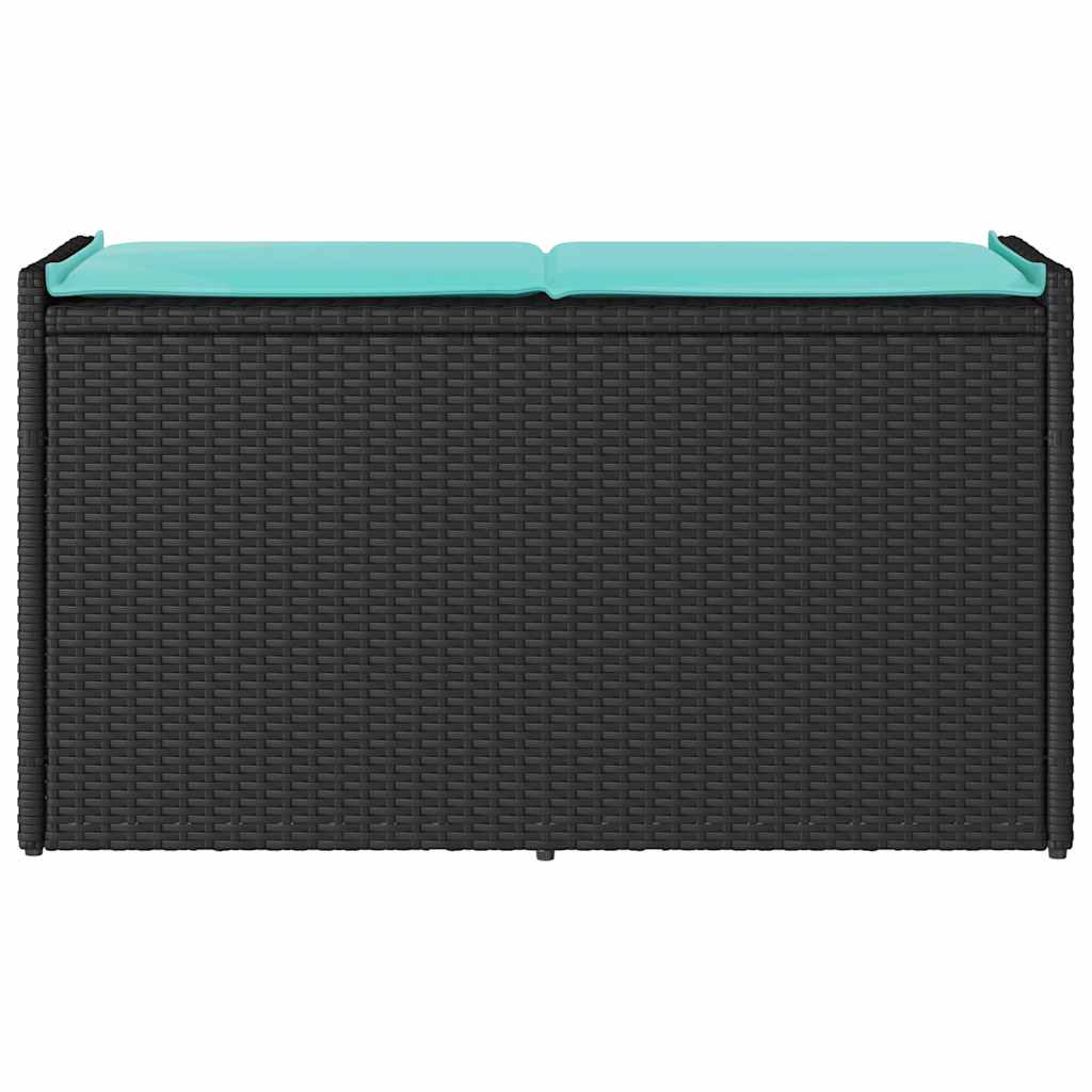 Opbergbank met kussen voor buiten 100 cm poly rattan zwart