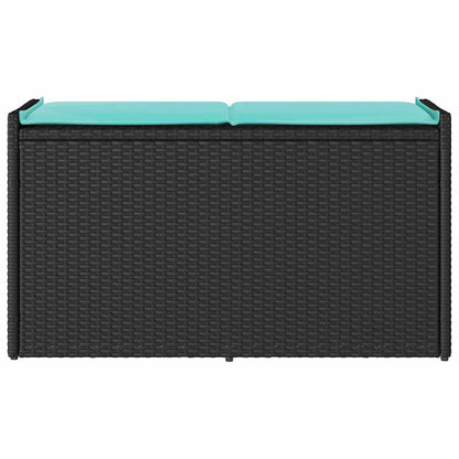 Opbergbank met kussen voor buiten 100 cm poly rattan zwart