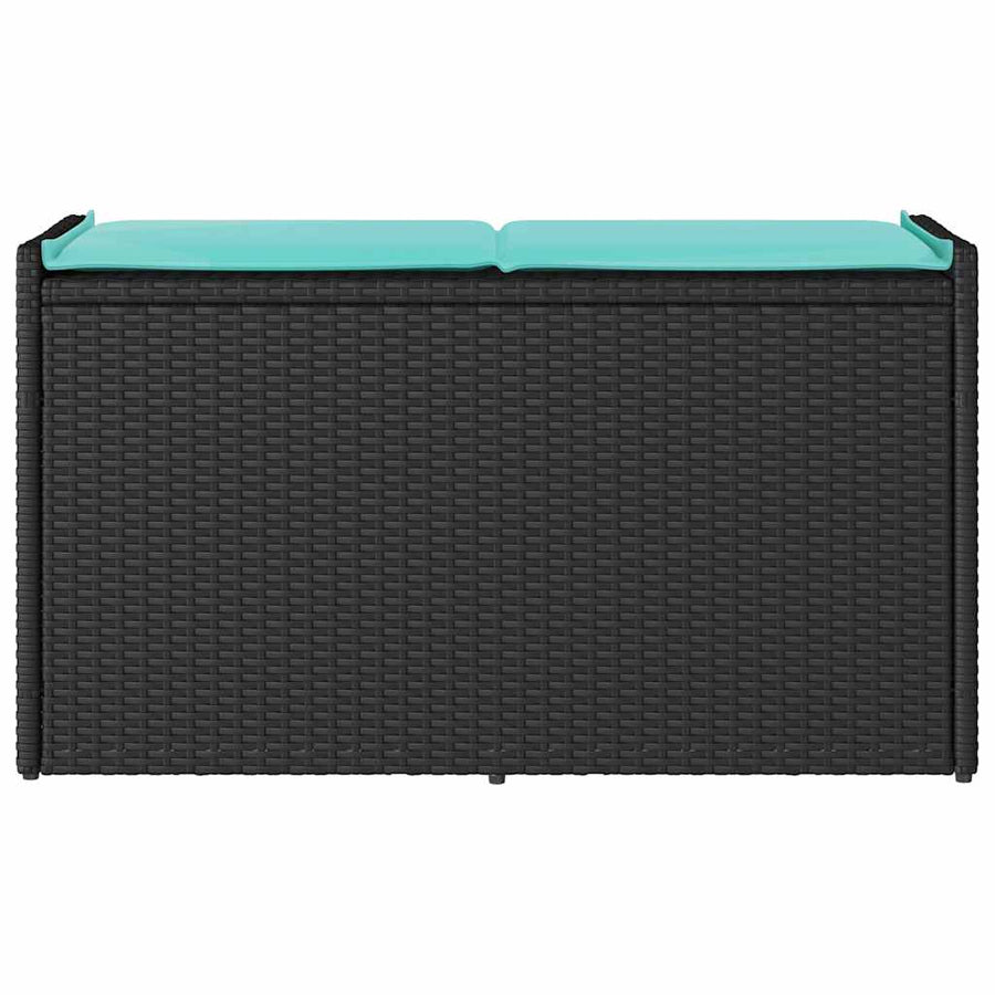 Opbergbank met kussen voor buiten 100 cm poly rattan zwart