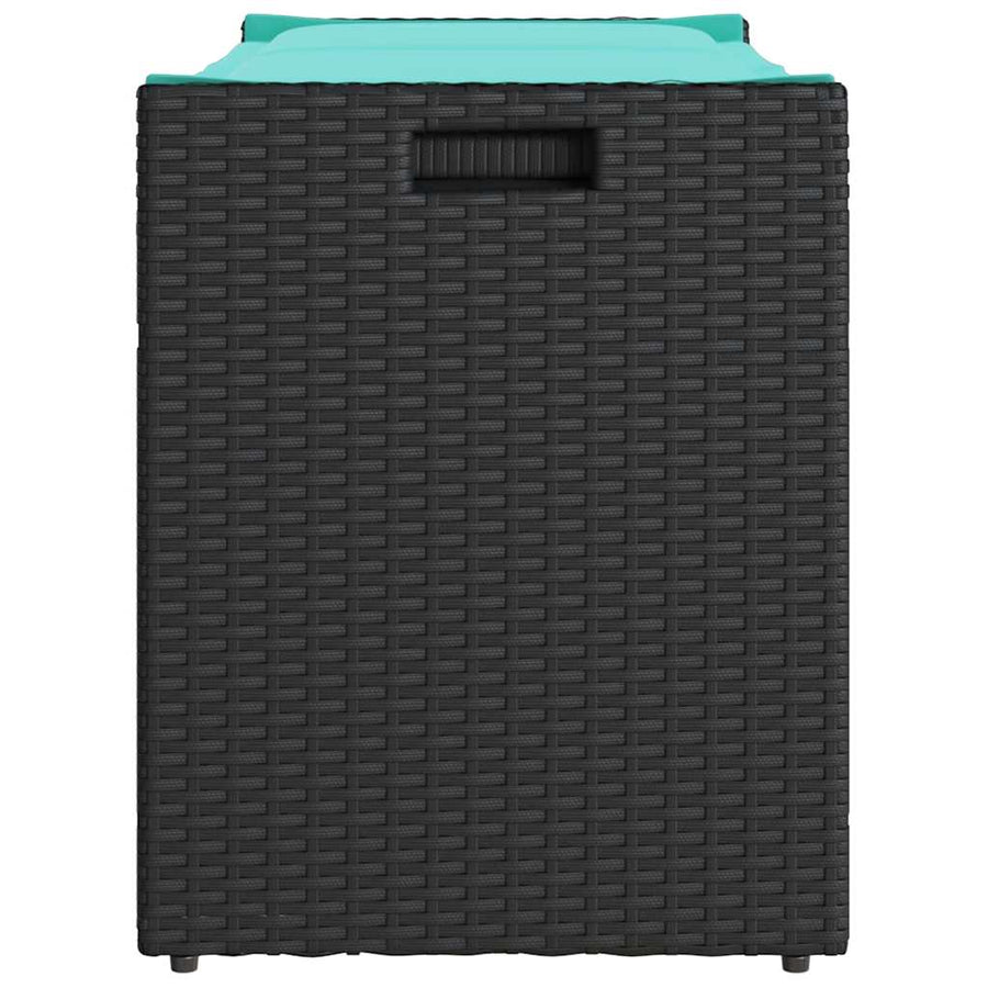 Opbergbank met kussen voor buiten 100 cm poly rattan zwart