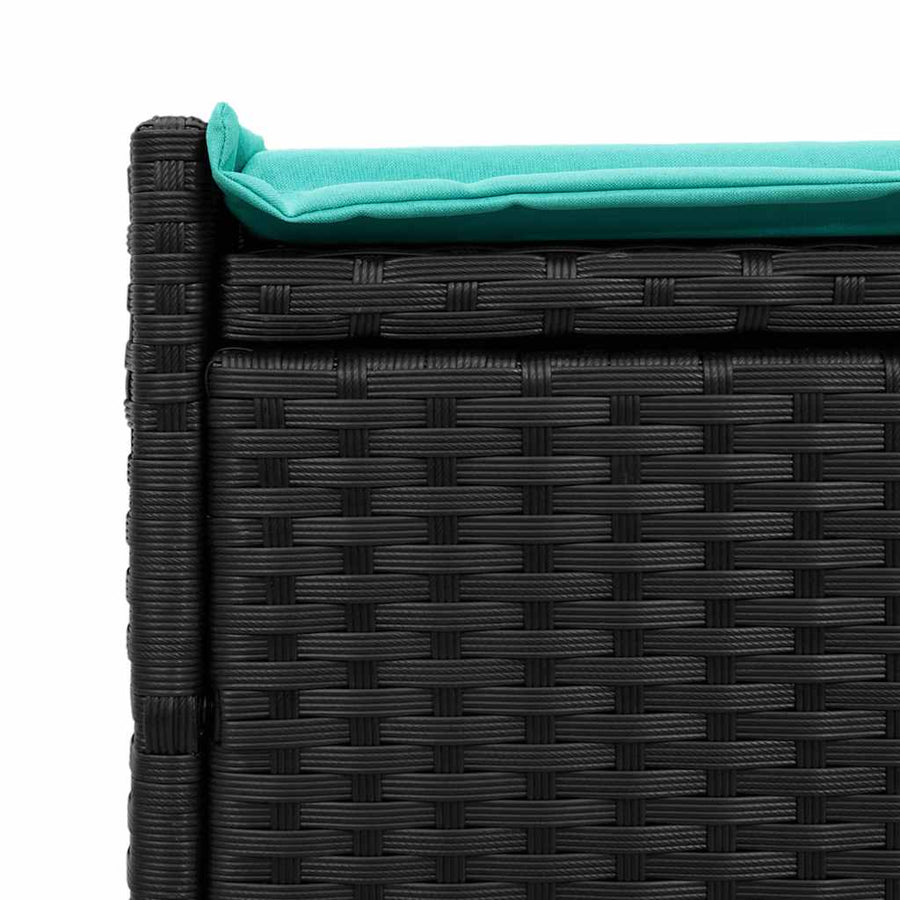 Opbergbank met kussen voor buiten 100 cm poly rattan zwart