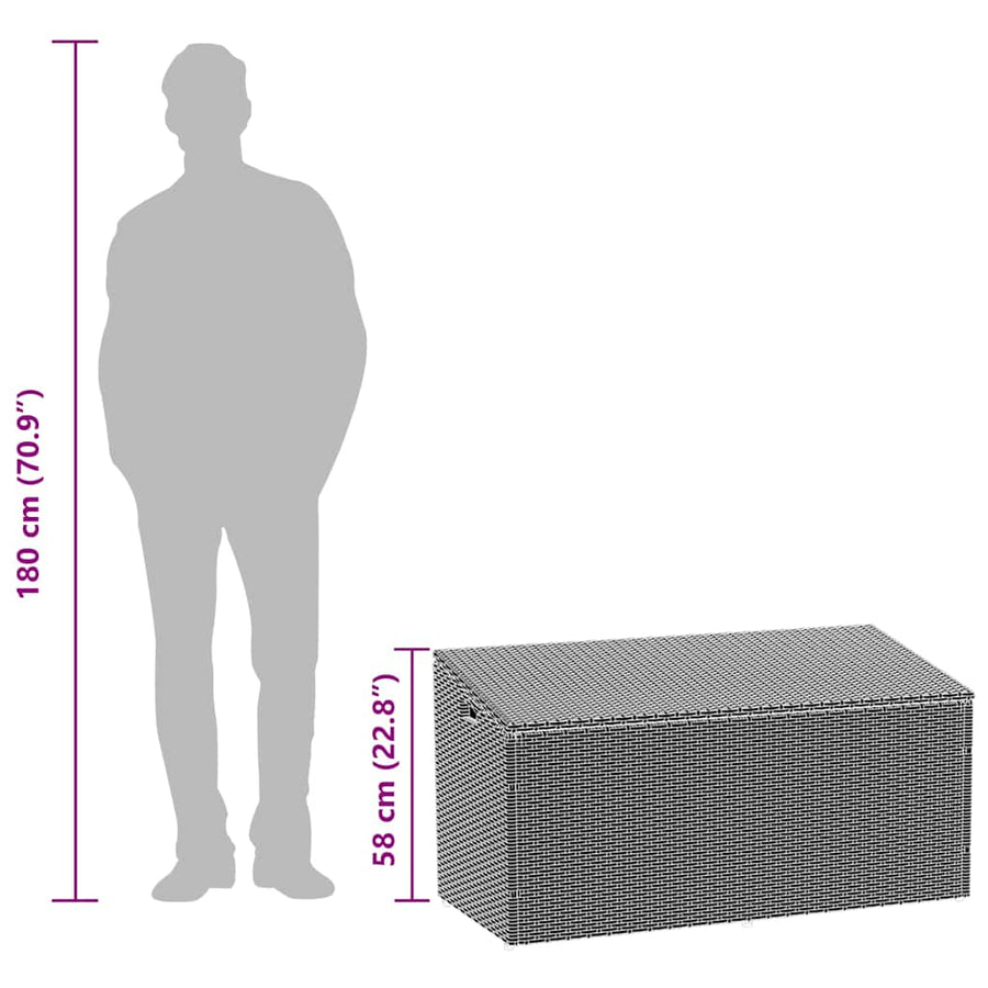 Tuinbox 110x50x58 cm poly rattan grijs