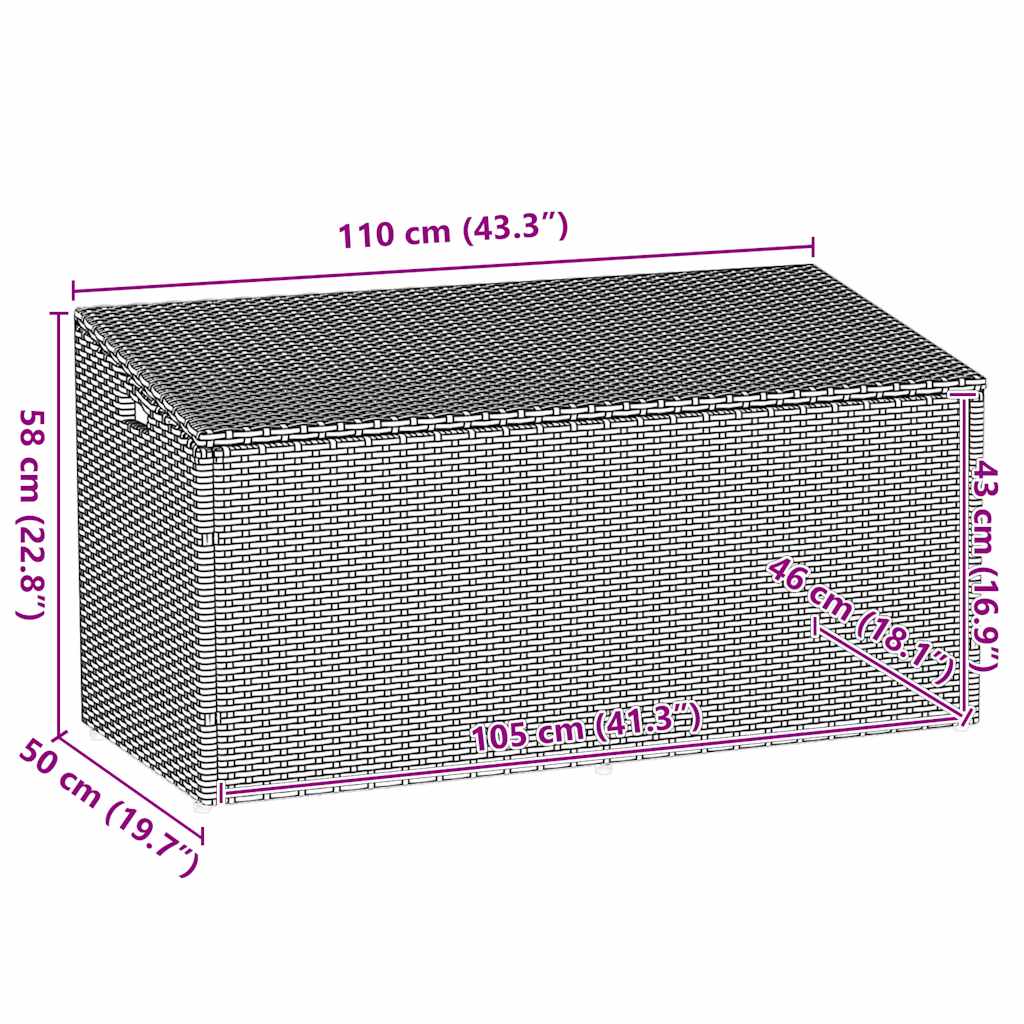 Tuinbox beige 110x50x58 cm poly rattan