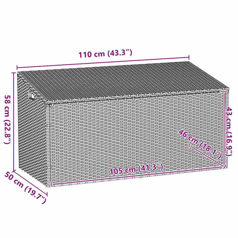 Tuinbox beige 110x50x58 cm poly rattan