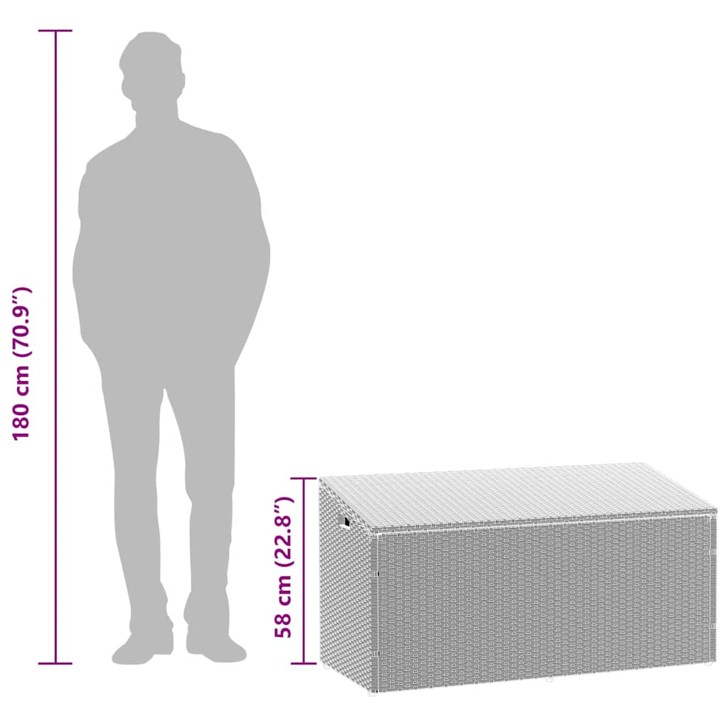 Tuinbox 110x50x58 cm poly rattan lichtgrijs