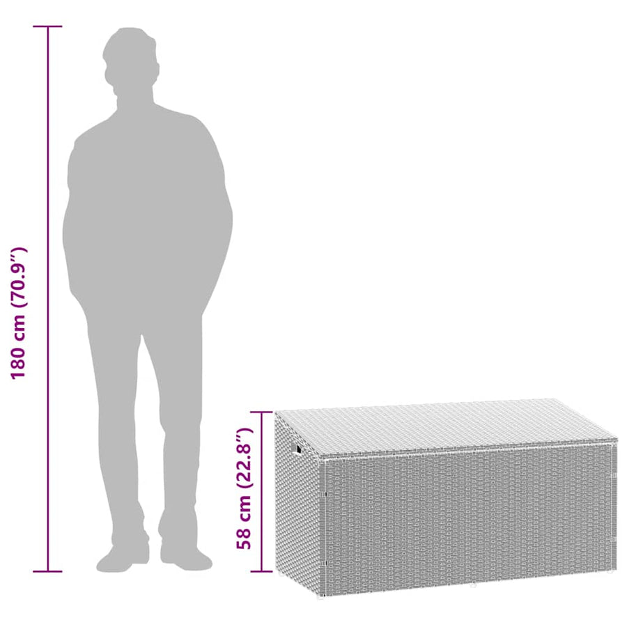 Tuinbox 110x50x58 cm poly rattan lichtgrijs