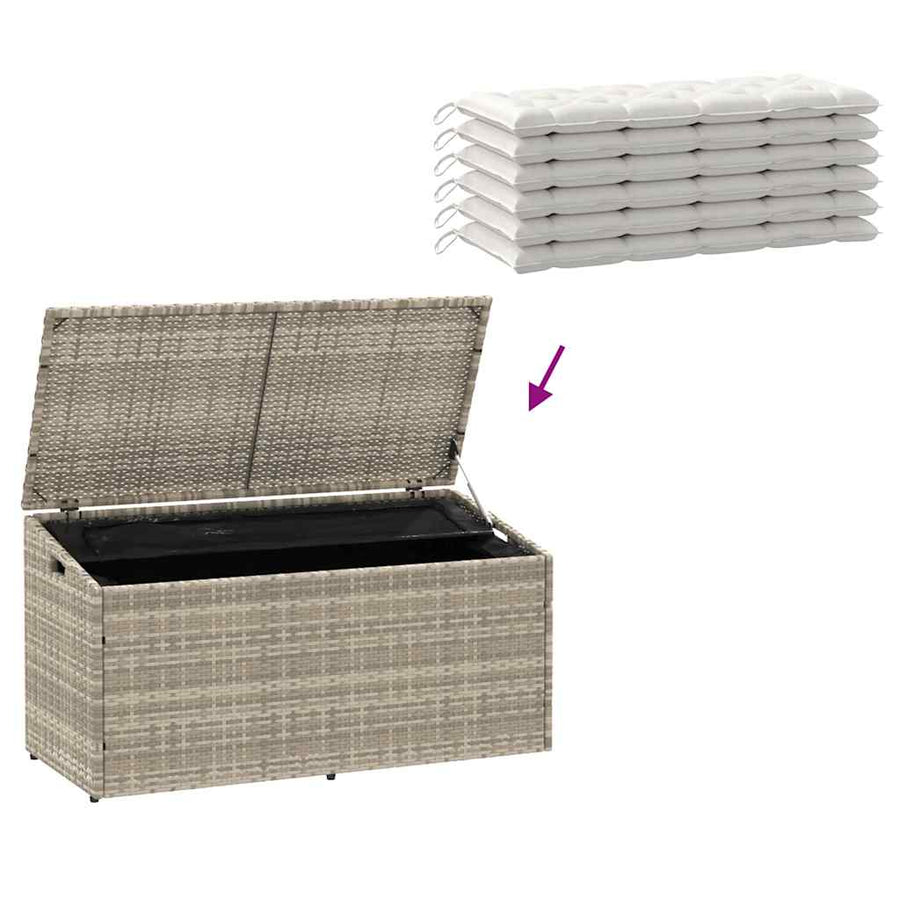 Tuinbox 110x50x58 cm poly rattan lichtgrijs