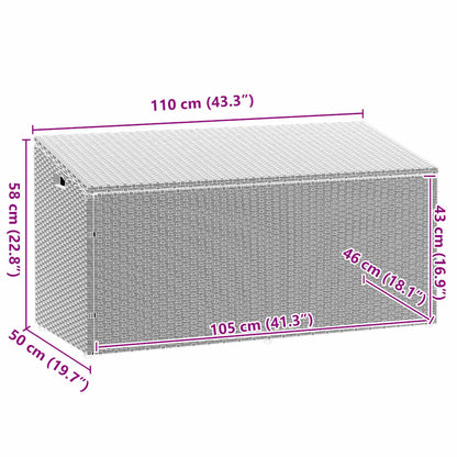 Tuinbox 110x50x58 cm poly rattan lichtgrijs