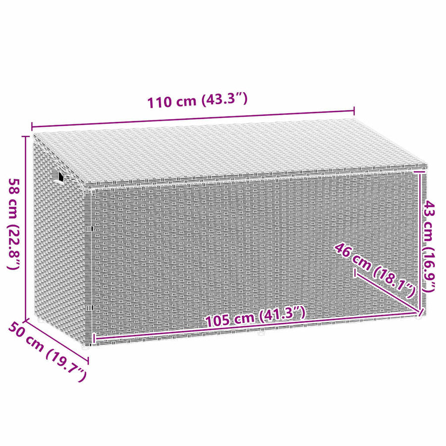 Tuinbox 110x50x58 cm poly rattan lichtgrijs