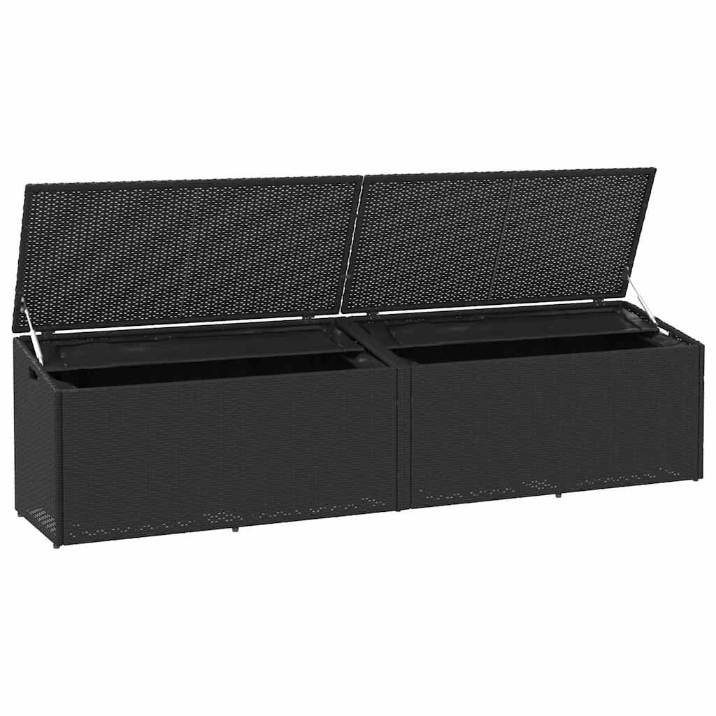 Tuinbox Poly Rattan 220 x 50 x 58 cm Zwart