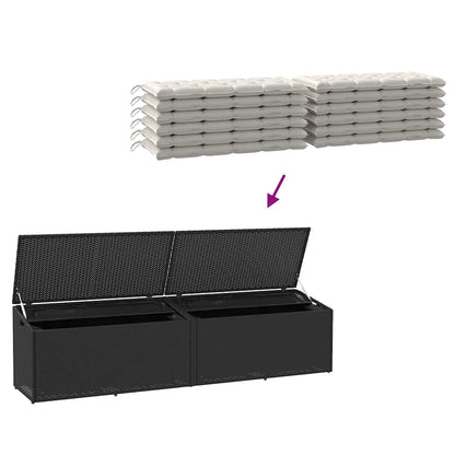 Tuinbox Poly Rattan 220 x 50 x 58 cm Zwart