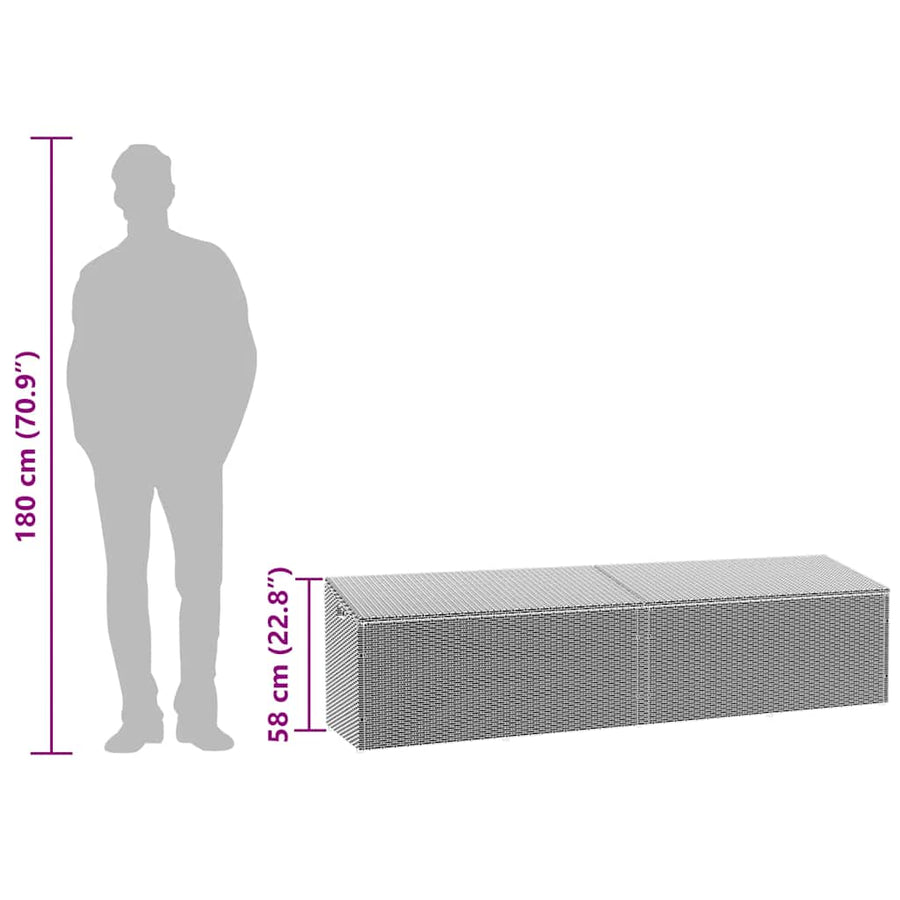 Tuinbox Poly Rattan 220 x 50 x 58 cm Bruin