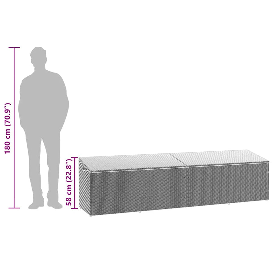 Tuinbox Poly Rattan 220 x 50 x 58 cm Lichtgrijs
