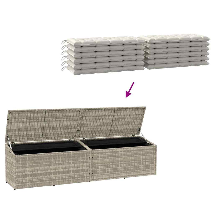 Tuinbox Poly Rattan 220 x 50 x 58 cm Lichtgrijs
