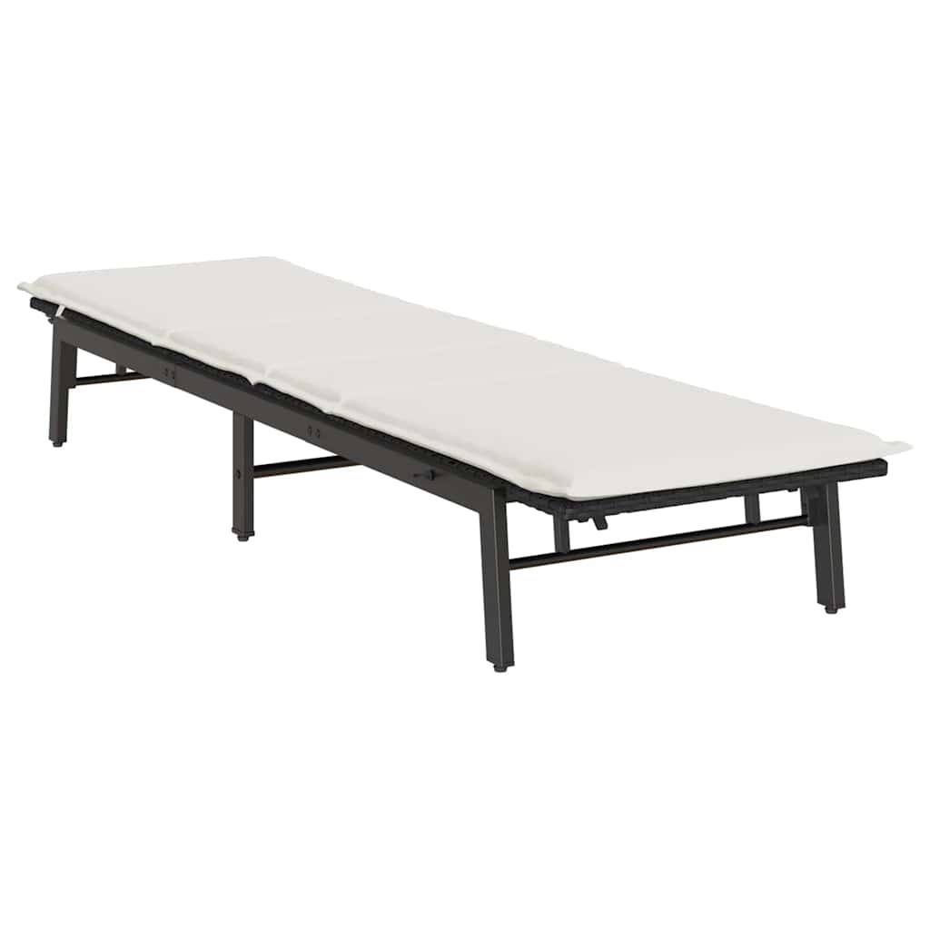 Ligstoel Met Kussen, Polyrotan Zwart