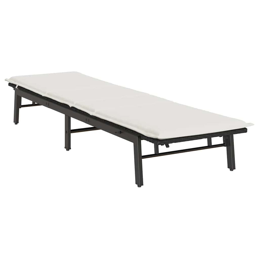 Ligstoel Met Kussen, Polyrotan Zwart
